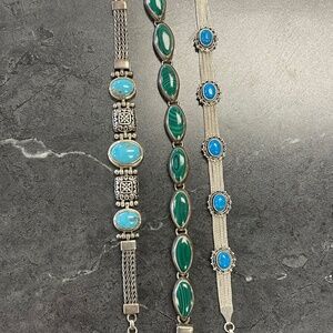 Sterling Silver Turquoise and Malachite Bundle